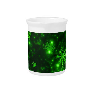 Snowflakes with Green Background Pitcher