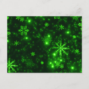 Snowflakes with Green Background Postcard