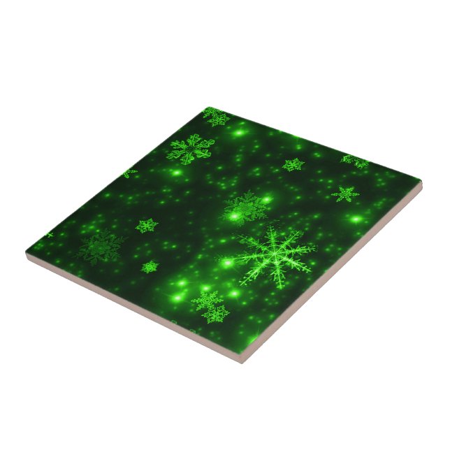 Snowflakes with Green Background Tile (Side)