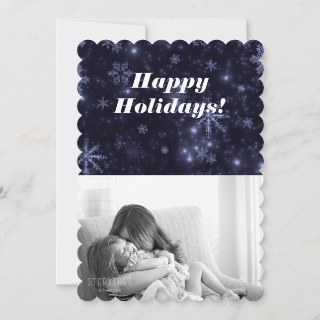 Snowflakes with Midnight Blue Background Flat Card (Front)