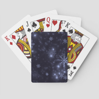 Snowflakes with Midnight Blue Background Playing Cards