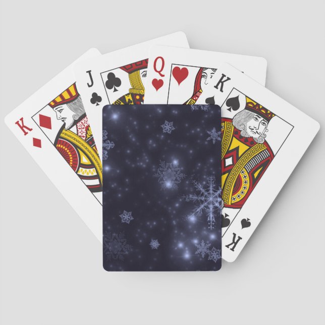 Snowflakes with Midnight Blue Background Playing Cards (Back)