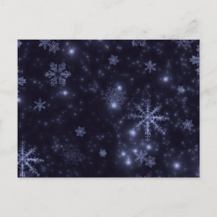 Snowflakes with Midnight Blue Background Postcard