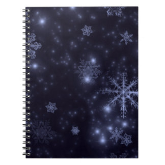 Snowflakes with Midnight Blue Background Spiral Notebook