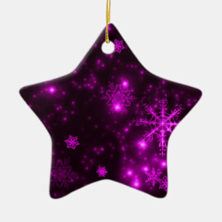 Snowflakes with Purple Background Ceramic Tree Decoration
