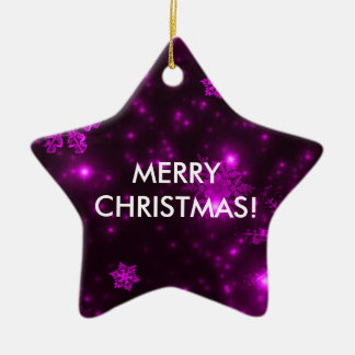 Snowflakes with Purple Background Ceramic Tree Decoration