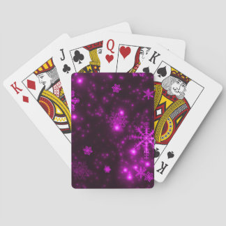 Snowflakes with Purple Background Playing Cards