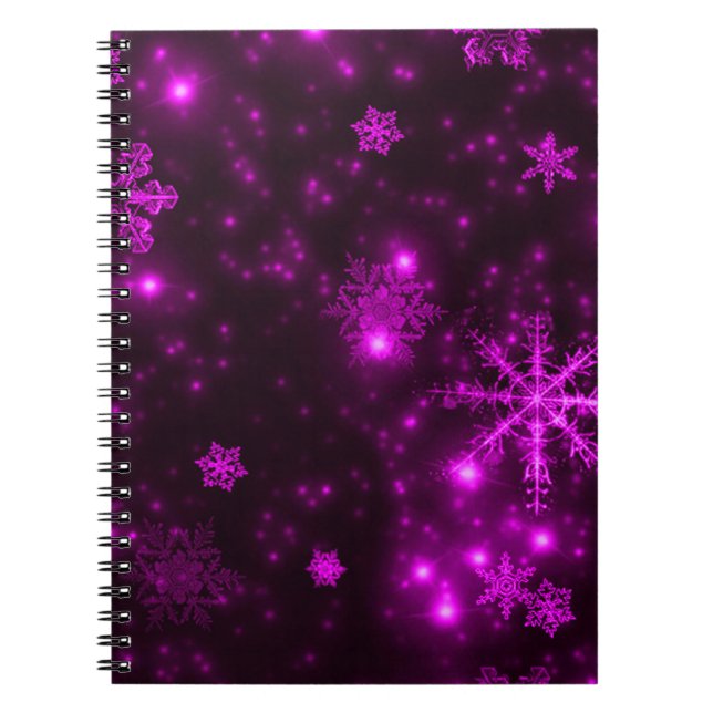 Snowflakes with Purple Background Spiral Notebook (Front)