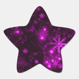 Snowflakes with Purple Background Star Sticker