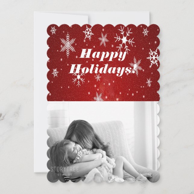 Snowflakes with Red Background Flat Card (Front)