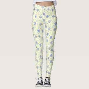 Snowflakes Yellow Pastel Yellow Elegant Stylish Leggings