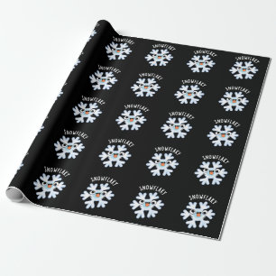 Snowflaky Funny Snow Flake Pun Dark BG Wrapping Paper