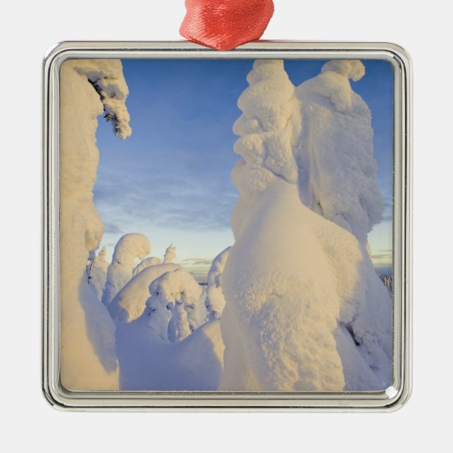 Snowghosts at sunset at Whitefish Mountain Metal Tree Decoration (Front)