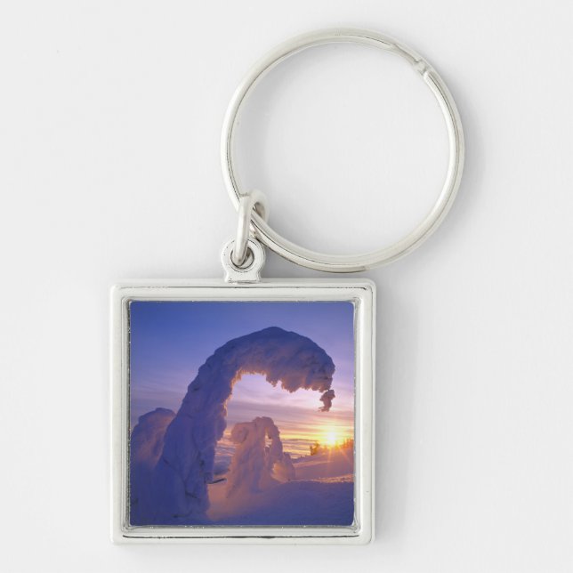 Snowghosts in the Whitefish Range of Montana Key Ring (Front)