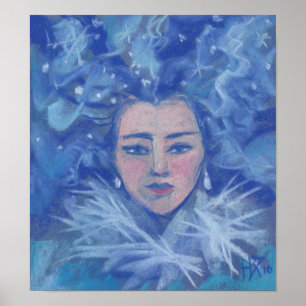 Snowgirl, fantasy art, Christmas & New Year Poster