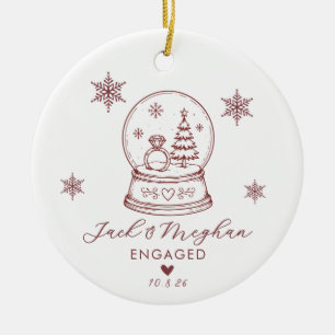 Snowglobe Diamond Engagement Ring Winter Custom Ceramic Tree Decoration