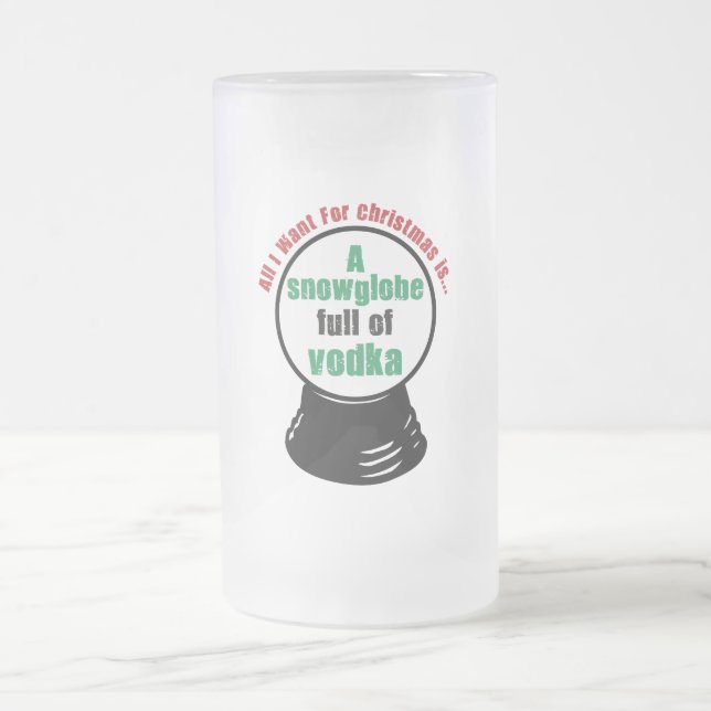 snowglobe frosted glass beer mug (Center)