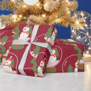 Snowglobe Snowman Christmas Wrapping Paper
