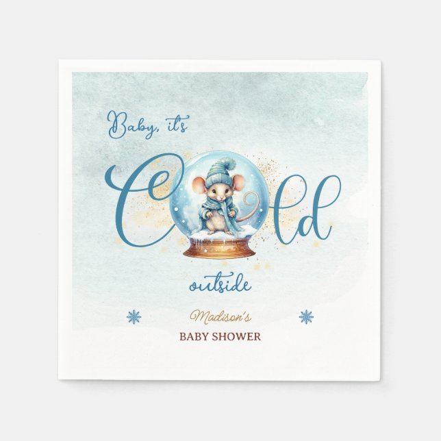Snowglobe Winter Theme Baby Shower Napkin (Front)