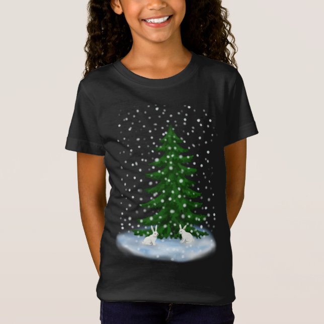Snowhares and a spruce tree T-Shirt (Front)