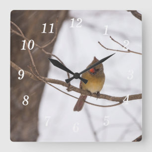 Snowing Again Says Mrs Cardinal Wall Clock