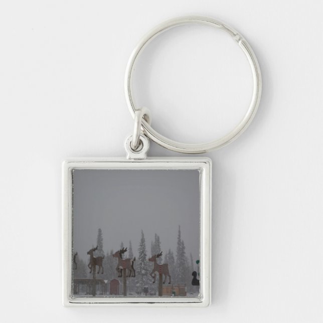Snowing Blizzard Snow Snowflake Frozen Ice Santa Key Ring (Front)