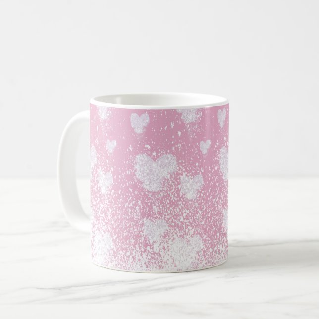 snowing hearts coffee mug (Front Left)