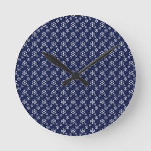 Snowing on Christmas Eve Round Clock