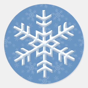 Snowing Snowflake Blue Winter Holiday Stickers