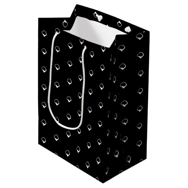 Snowing - White Snowflakes black Winter gift Medium Gift Bag (Front Angled)