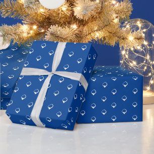 Snowing - White Snowflakes blue Winter gift Wrapping Paper