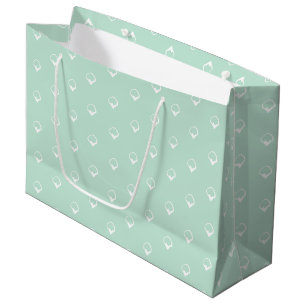 Snowing - White Snowflakes seafoam mint green gift Large Gift Bag