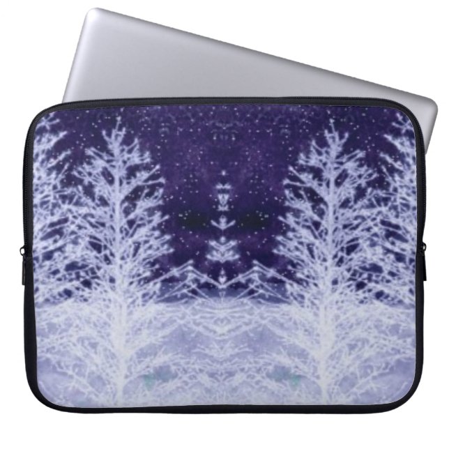 Snowing Winter Night Laptop Sleeve (Front)