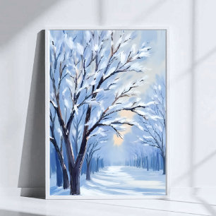 Snowkissed Forest   Winter Watercolor Painting Poster