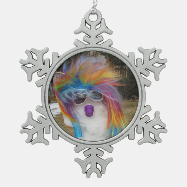 Snowlady Snowflake Pewter Ornament (Front)