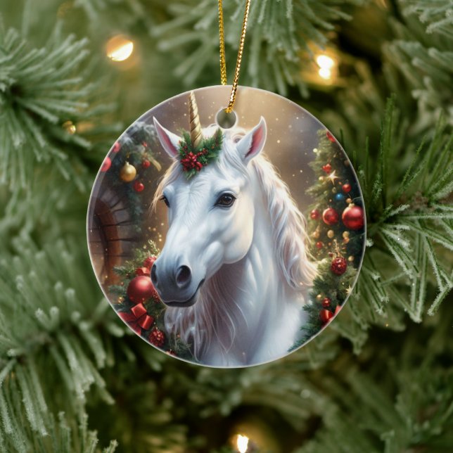 Snowlight: The Enchanted Christmas Unicorn Ceramic Tree Decoration (Tree)