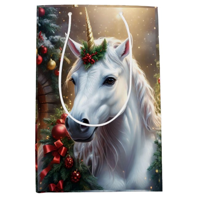 Snowlight: The Enchanted Christmas Unicorn Medium Gift Bag (Front)