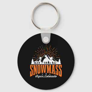 Snowm Aspen Colorado Ski Mountain Skiing Snowboard Key Ring