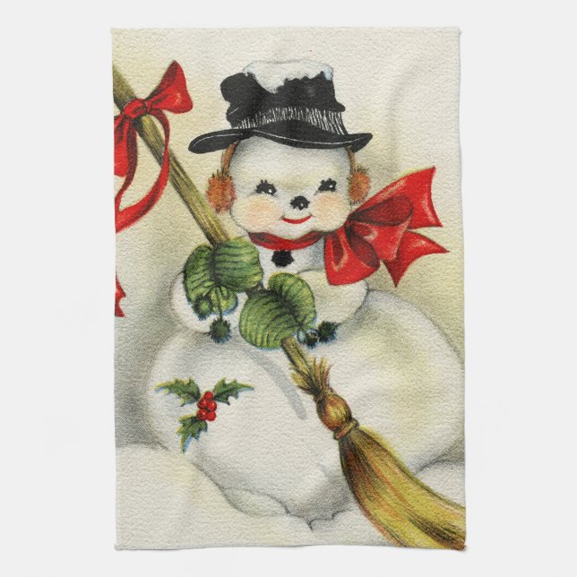 Snowman 001 tea towel (Vertical)