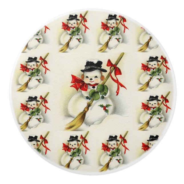 Snowman 009 ceramic knob (Front)