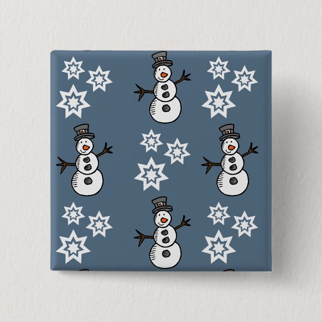 Snowman 15 Cm Square Badge (Front)