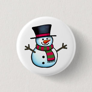 Snowman 3 Cm Round Badge