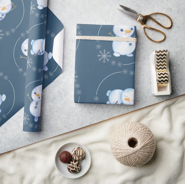 "Snowman" 3 Cute Snowman Theme Wrapping Paper (Crafts)