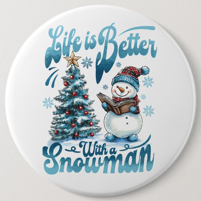 Snowman 6 Cm Round Badge (Front)