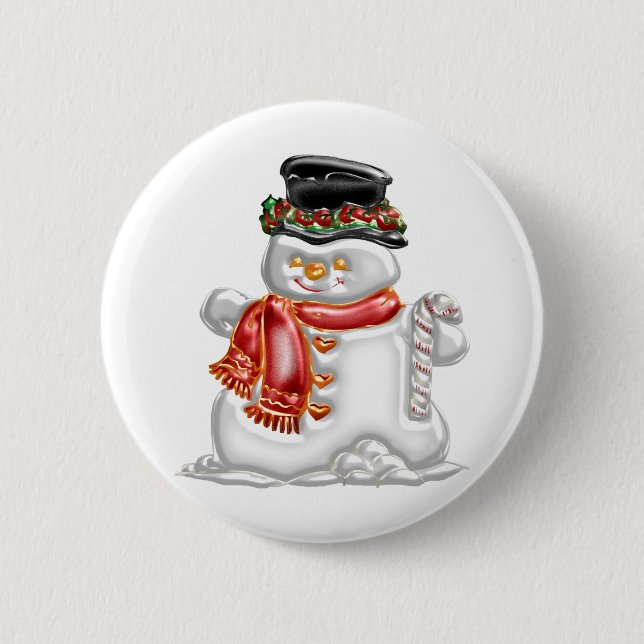 Snowman 6 Cm Round Badge (Front)