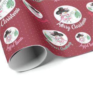Snowman Accented With Polka Dots Wrapping Paper