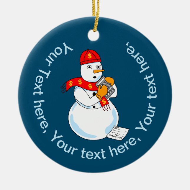 Snowman Accountant Ceramic Tree Decoration (Front)