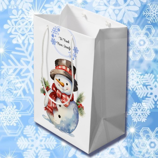 Snowman Add Names Cute Christmas Medium Gift Bag (Creator Uploaded)