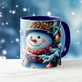 Snowman Add Recipients Name Christmas Gift Mug