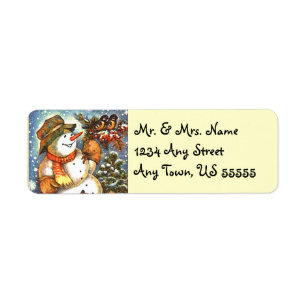 Snowman and Bird Holiday Address Labels
